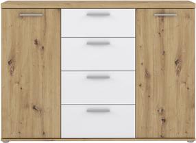 Komoda Forte WNK26-C830, ruda/balta, 38 cm x 129.6 cm x 93 cm