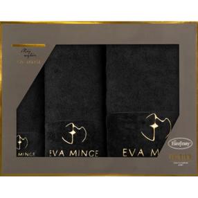  Vonios rankšluosčių rinkinys Ewa Minge Gaja, juodas, 140 cm x 70 cm, 3 vnt.