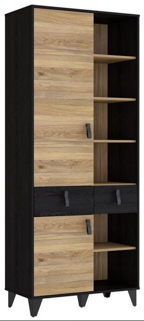 Pastatoma lentyna Forte Lya LYAR721-M687, ąžuolo/juoda, 41.5 cm x 83.1 cm x 200.7 cm