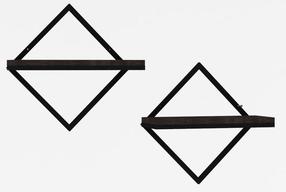 Sieninė lentyna Kalune Design Sezo 495SSE1192, antracito/riešuto, 42.4 cm x 15 cm x 42.4 cm