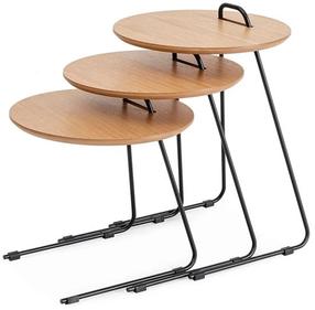 Kavos staliukų komplektas Kalune Design Metis, rudas/juodas, 45 cm x 45 cm x 59 cm, 3 vnt.