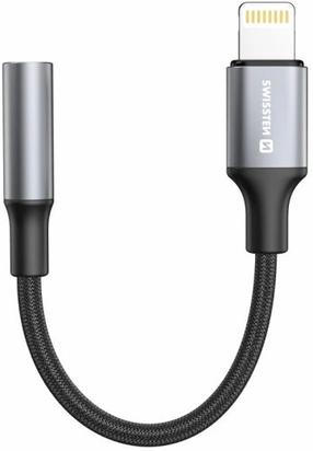 Audio adapteris Swissten 3.5 mm Female (moteriška), Lightning Male (vyriška), 0.15 m, pilka