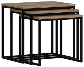 Kavos staliukų komplektas Kalune Design Evia, riešuto, 36 - 40 cm x 55 cm x 42 - 50 cm, 3 vnt.