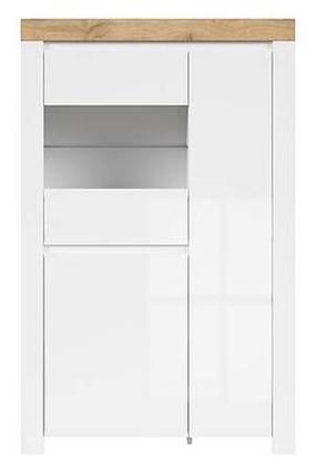 Vitrina Holten S440-REG2D1W-BI/DWO/BIP, ąžuolo/balta, 98 cm x 42 cm x 156.5 cm