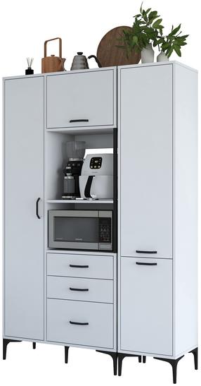 Daugiafunkcinė virtuvės spinta Kalune Design, balta, 130 cm x 40 cm x 198.6 cm