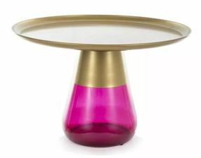 Kavos staliukas Tiffany B, aukso/violetinis, 70 cm x 70 cm x 43 cm