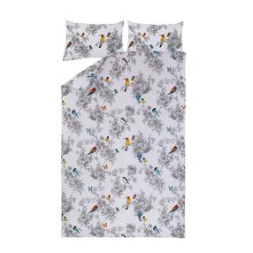 Patalynės užvalkalų komplektas Domoletti Bird Wilde, baltas/pilkas, 160 x 200 cm