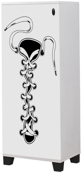 Batų dėžė Kalune Design Filinta, balta/juoda, 38 cm x 50 cm x 127 cm