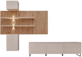 Svetainės baldų komplektas ASM Gusto PW A, ruda/smėlio