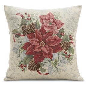 Kalėdinis dekoratyvinės pagalvėlės užvalkalas, kreminė/raudona, 45 cm x 45 cm