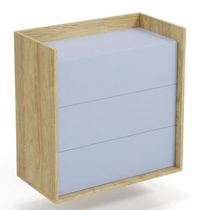 Komoda Mobius 3S, ąžuolo/šviesiai mėlyna, 78 cm x 41 cm x 83 cm