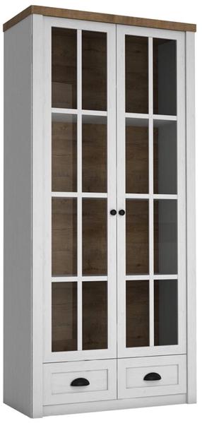 Vitrina Gala Meble Provence W2S, balta/pušies, 43 cm x 90 cm x 198 cm