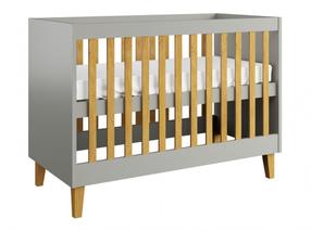 Kūdikio lovytė viengulė Kocot Kids Kubi LNKU_SZ_12-6BS_BM, ruda/pilka, 60 x 120 cm, be patalynės dėžės, be čiužinio