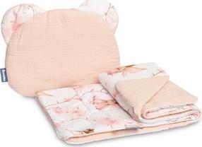 Patalynės komplektas vežimėliui Sensillo Muslin Fairies, balta/rožinė, 2 vnt.