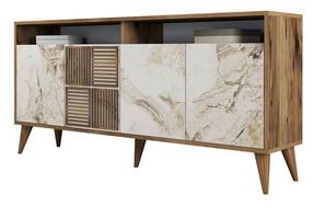 Komoda Kalune Design Milan 160, balta/riešuto, 35 cm x 160 cm x 78 cm