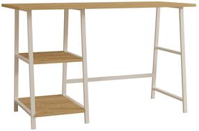 Rašomasis stalas su lentyna Kalune Design Dobra, baltas