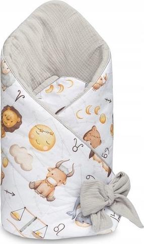 Kūdikio antklodė-vokelis Sensillo Zodiac, 75 x 75 cm, balta/pilka