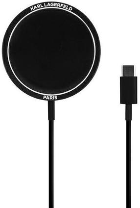 Belaidis indukcinis įkroviklis Karl Lagerfeld KF000566-0, USB Type C/Magsafe 2 Power port, juoda, 15 W