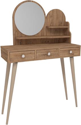 Kosmetinis staliukas Kalune Design Ruges 550ARN2771, rudas, 74 cm x 35 cm x 130.8 cm, su veidrodžiu
