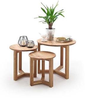 Kavos staliukų komplektas MC Akcent Faye, ąžuolo, 50 cm x 50 cm x 42 cm, 3 vnt.