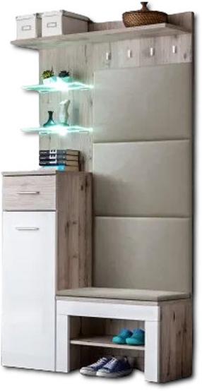 Prieškambario baldų komplektas ASM Gustavo VI, vidaus, balta/smėlio