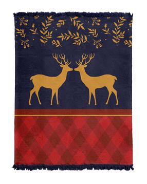 Kalėdinis pledas Detexpol Orvieto KDX-80, mėlynas/raudonas/geltonas, 150 cm x 200 cm