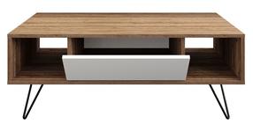 Kavos staliukas Kalune Design Mistico, balta/riešuto, 120 cm x 60 cm x 45.6 cm