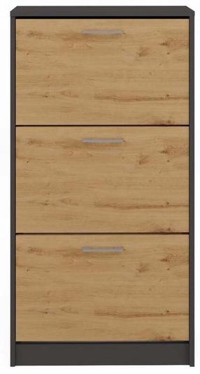 Batų spintelė Paula, antracito/ąžuolo, 28 cm x 60 cm x 116 cm