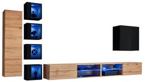 Svetainės baldų komplektas ASM Switch XXVI, vidaus, ąžuolo/juoda