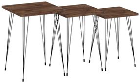 Kavos staliukų komplektas Kalune Design Mali, pušies/ruda, 40 cm x 40 cm x 55 cm, 3 vnt.