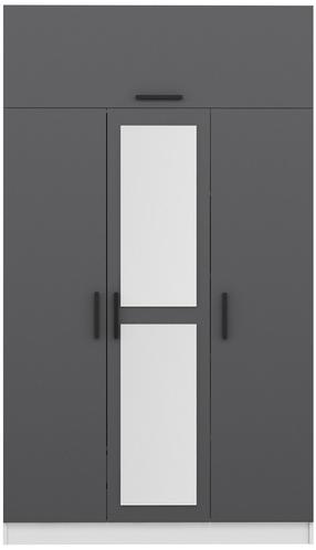 Spinta Kalune Design Minar 3 235, antracito/balta, 52 cm x 135 cm x 235 cm, su veidrodžiu