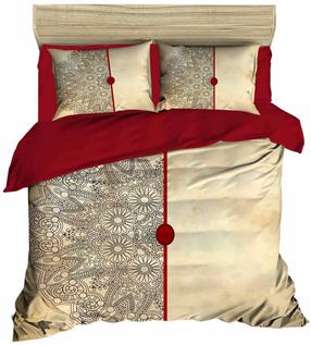Kalėdinis patalynės užvalkalų komplektas Mijolnir 178PRL1316, pilka/raudona/smėlio, 160 x 220 cm