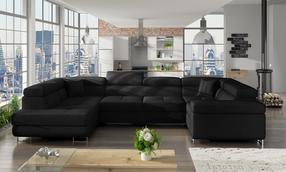 Sofa-lova Letto Sawana 14, juoda, kairinė, 202 x 340 cm x 90 cm