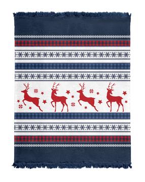 Kalėdinis pledas KDX-78, balta/raudona/tamsiai mėlyna, 150 cm x 200 cm