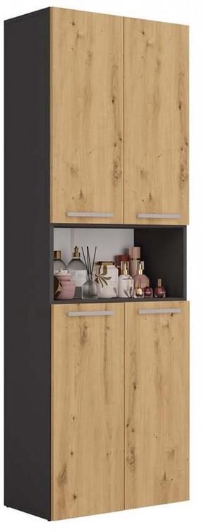 Laisvai pastatoma vonios spinta Nel DK 2K, antracito/ąžuolo, 30 cm x 60 cm x 174 cm