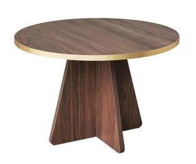 Kavos staliukas Kalune Design Mushroom, aukso/riešuto, 60 cm x 60 cm x 40 cm