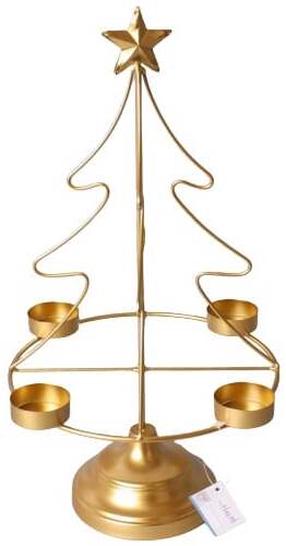 Žvakidė Mondex Christmas Tree HTOP2946, metalas, 38 cm, aukso