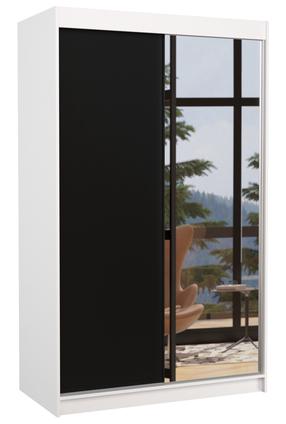 Spinta ADRK Rewena 120, skaidri/balta/juoda, 58 cm x 120 cm x 200 cm, su veidrodžiu