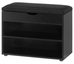 Suoliukas su batų lentyna 4Living Elis, juodas, 60 cm x 30 cm x 47 cm