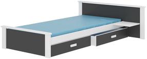 Vaikiška lova viengulė Aldex With Shelf, balta/grafito, 80 x 180 cm, be čiužinio