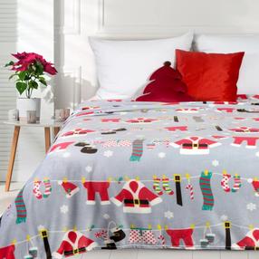 Kalėdinis pledas Santa K155-02, raudonas/pilkas, 150 cm x 200 cm