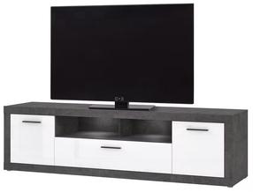 TV staliukas Forte Vetras II, balta/tamsiai pilka, 52 cm x 212.6 cm x 59.3 cm