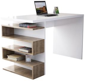 Rašomasis stalas su lentyna Kalune Design Snake 745DCD3804, rudas/baltas