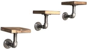 Sieninė lentyna Kalune Design Boru 5, juoda/riešuto, 15 cm x 15 cm x 15 cm