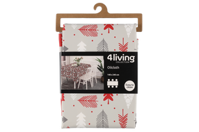 Staltiesė stačiakampė 4Living Winter Forest, balta/pilka/raudona, 140 x 240 cm