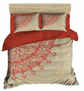 Kalėdinis patalynės užvalkalų komplektas Mijolnir 178PRL2084, aukso/raudona/smėlio, 200 x 220 cm