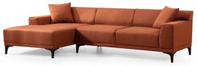 Kampinė sofa Hanah Home Petra, oranžinė, kairinė, 250 x 145 cm x 69 cm