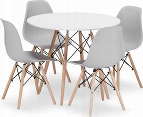 Valgomojo komplektas Leobert Todi Osaka, baltas/pilkas/rudas/ąžuolo