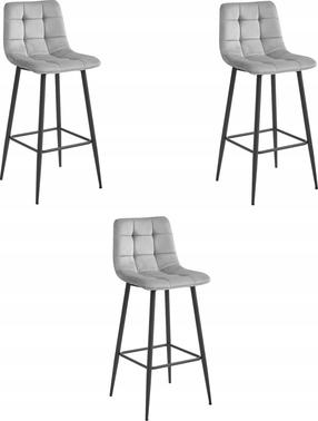 Kėdžių rinkinys Leobert Arceto, sidabro/juoda, 43.5 cm x 32.5 cm x 104 cm, 3 vnt.