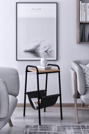 Žurnalinis staliukas Kalune Design Gazy Square, rudas/juodas, 40 cm x 32 cm x 60 cm